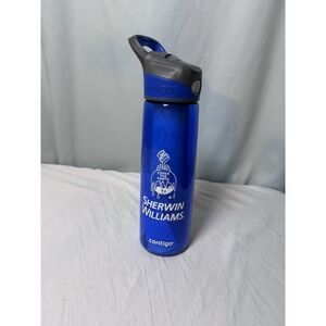 Sherwin Williams Blue Plastic Contigo Water Bottle W/ Straw Advertising New